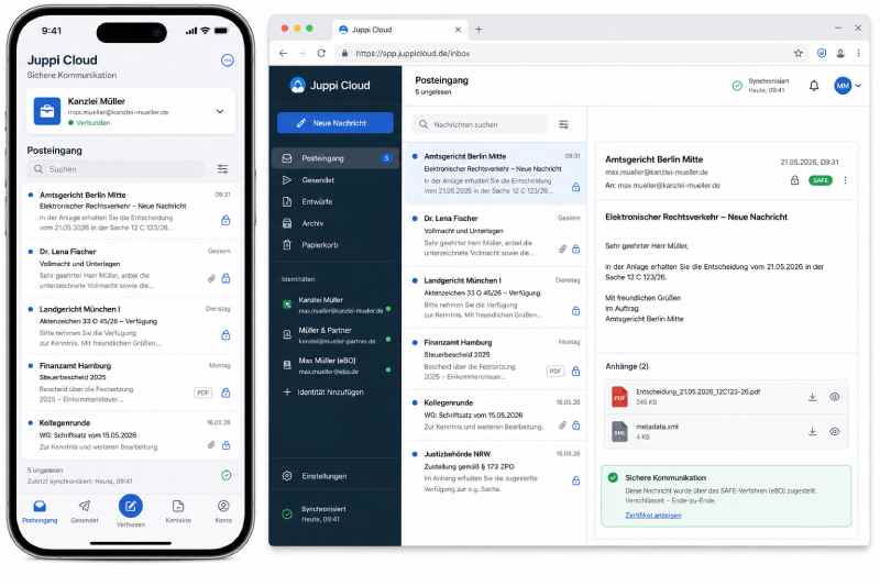 Juppi Cloud App und Weboberfläche als Vorschau